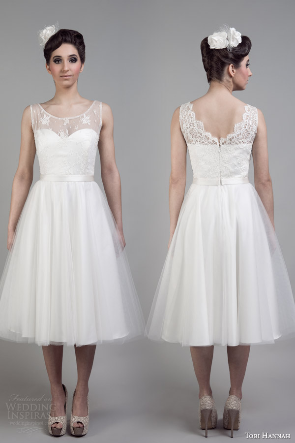 tobi hannah bridal 2015 short wedding dress affection illusion neckline