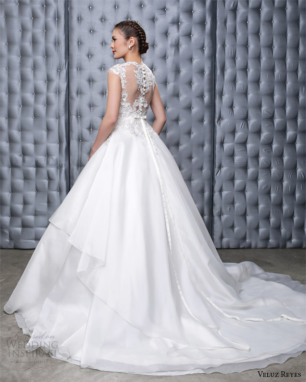 veluz reyes wedding dresses 2014 ready to wear marina gown illusion cap sleeves back