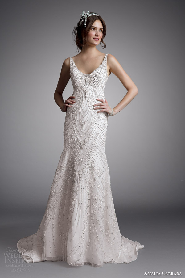 amalia carrara bridal 2014 sleeveless beaded wedding dress style 333