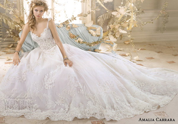 amalia carrara eve of milady 2014 ball gown with straps wedding dress style 329 ad shoot