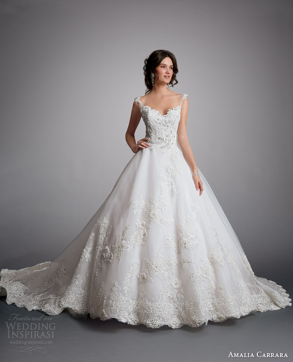 amalia carrara eve of milady 2014 ball gown with straps wedding dress style 329