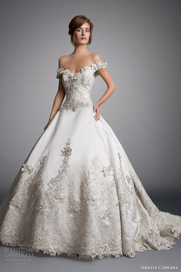 amalia carrara eve of milady 2014 off shoulder ball gown wedding dress style 328