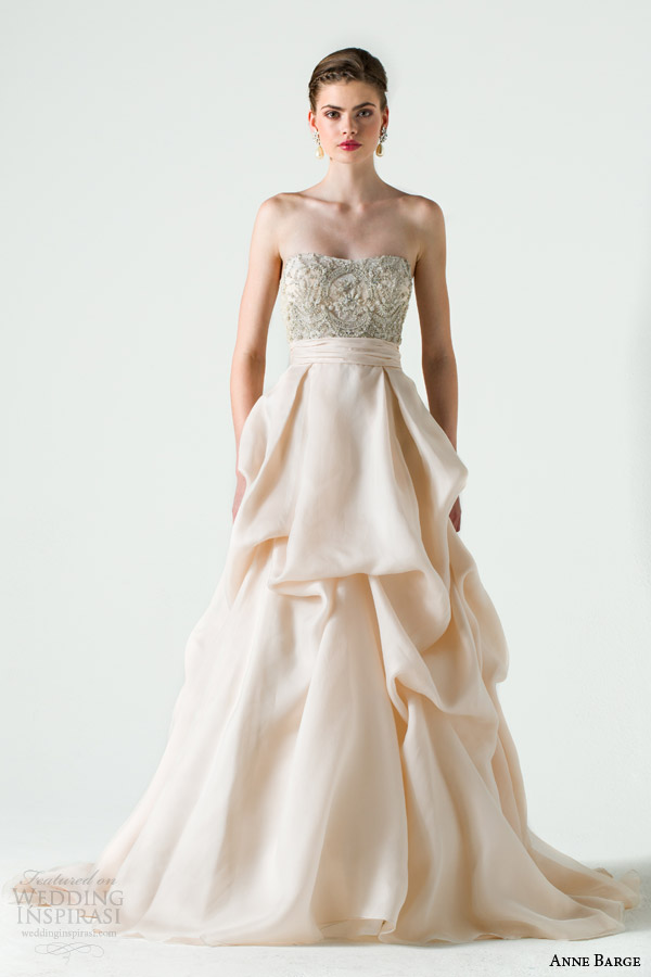 anne barge bridal spring 2015 cherish strapless wedding dress beaded bodice pickup skirt