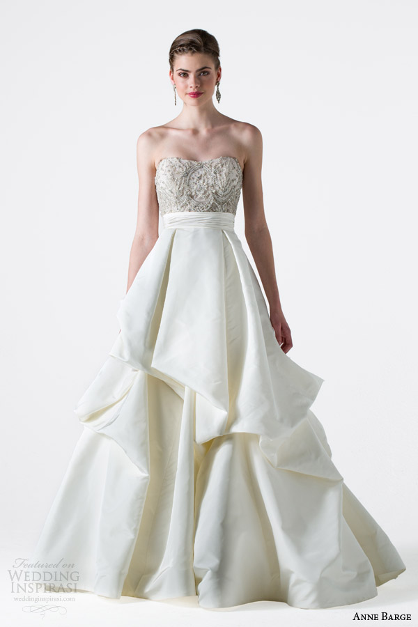 anne barge bridal spring 2015 enchanted strapless wedding dress pick up skirt