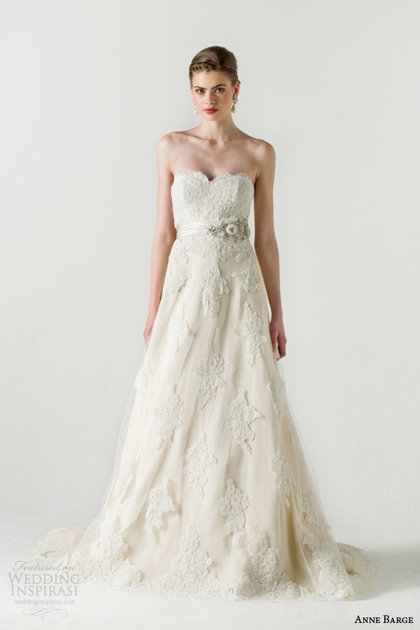 anne barge spring 2015 bethrothed strapless alencon lace wedding dress