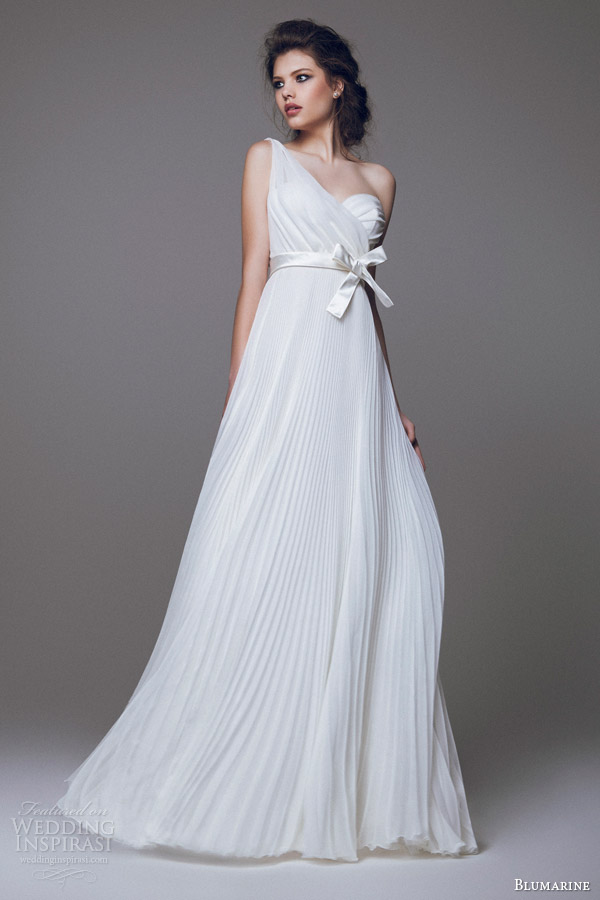 blumarine 2015 bridal one shouldeer pleated wedding dress blumarine 2015 bridal one shouldeer pleated wedding dress