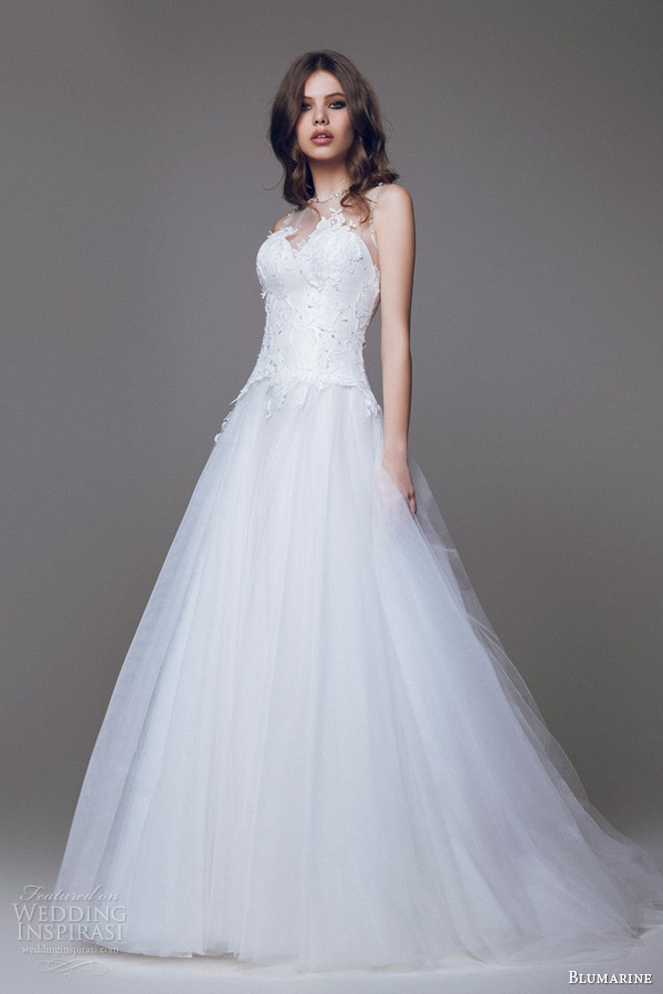 blumarine 2015 bridal sleeveless wedding dress illusion neckline