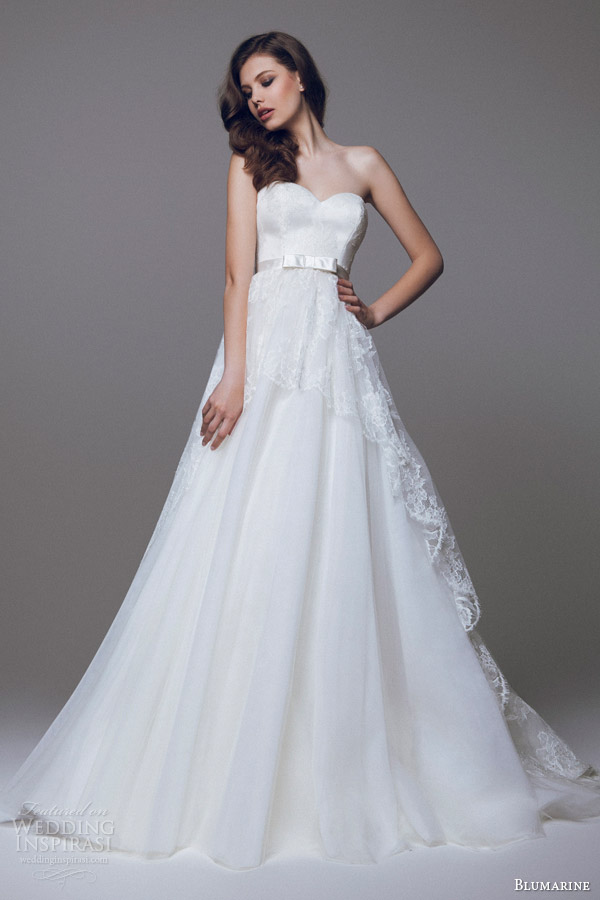 blumarine 2015 bridal strapless a line wedding dress bow sash