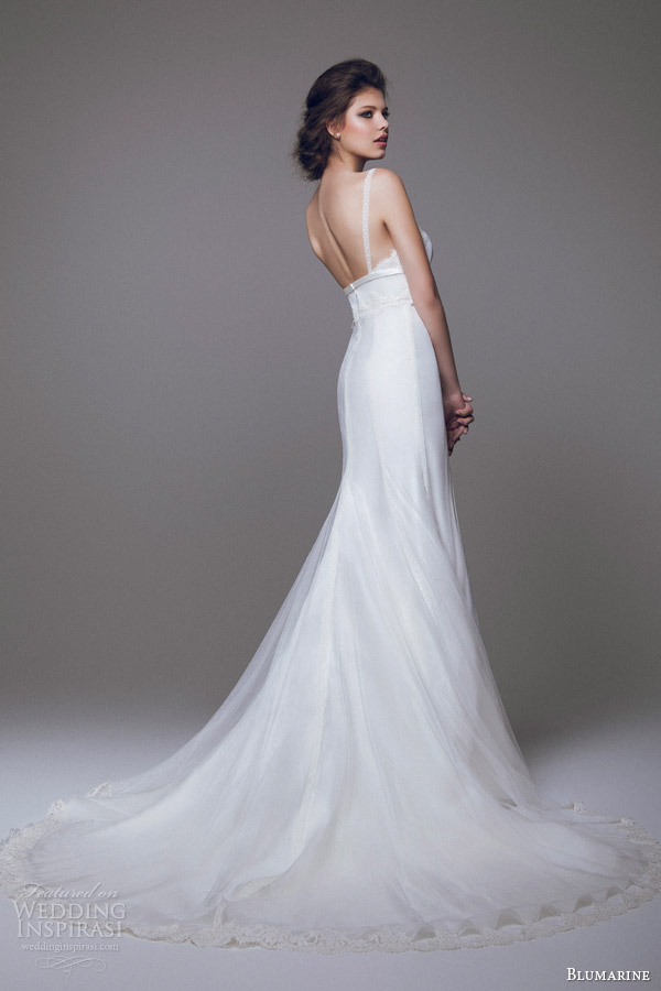 blumarine 2015 bridal wedding dress with straps bow at empire waist back view