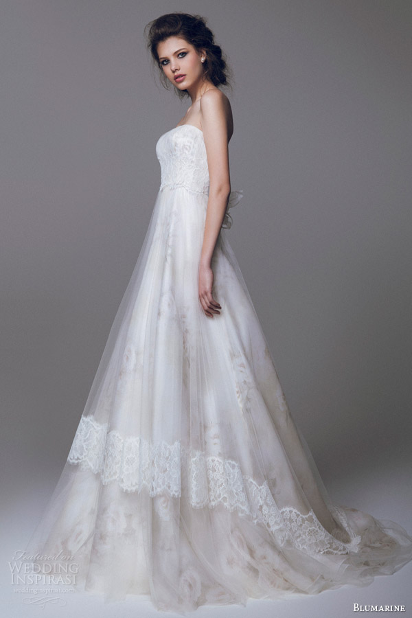 blumarine 2015 romantic wedding dress watercolor effect tulle overlay