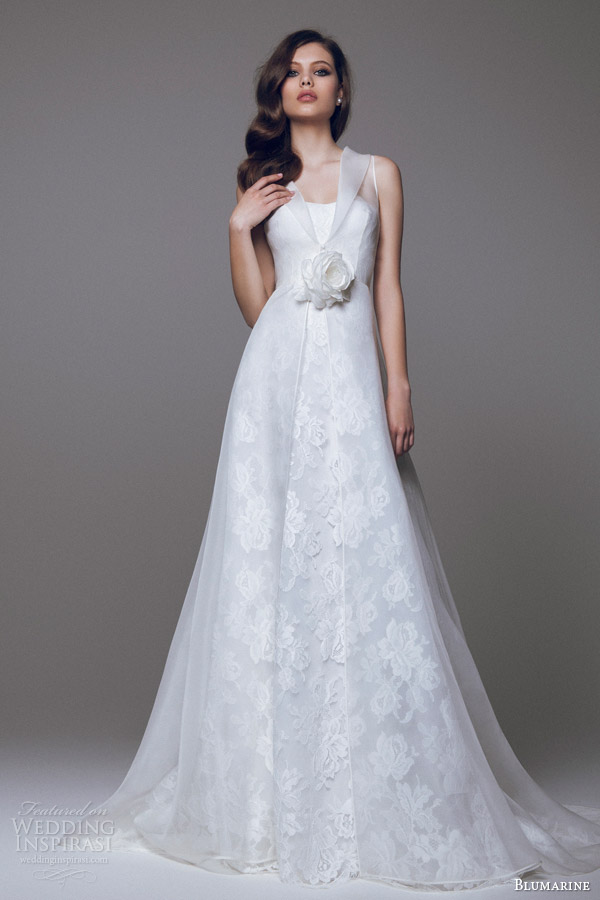 blumarine 2015 wedding dress sleeveless sheer overlay blumarine 2015 wedding dress sleeveless sheer overlay