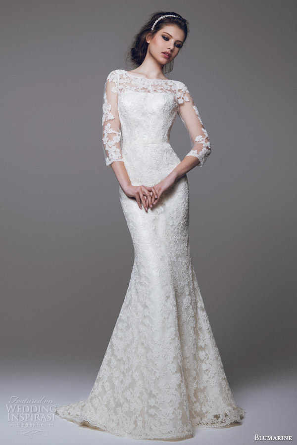blumarine bridal 2015 beautiful lace sheath wedding dress sleeves