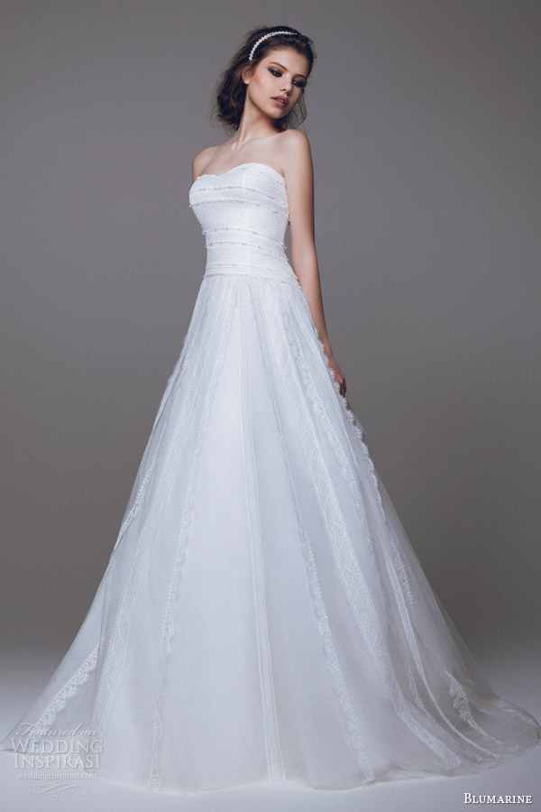 blumarine bridal 2015 strapless a line wedding dress sweetheart neckline