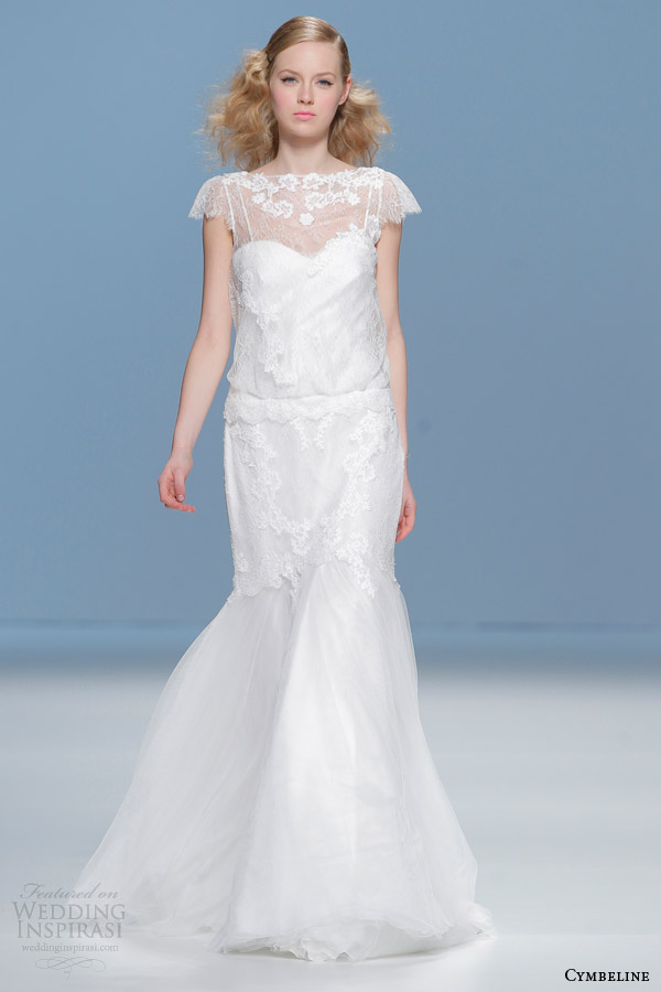 cymbeline 2015 cap sleeve blouson lace wedding dress