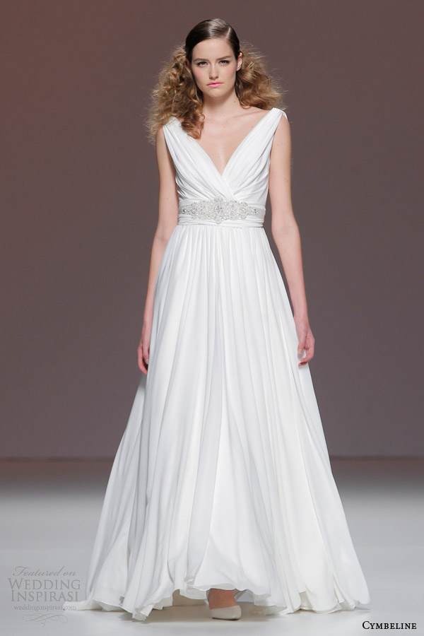 cymbeline 2015 sleeveless draped wedding dress