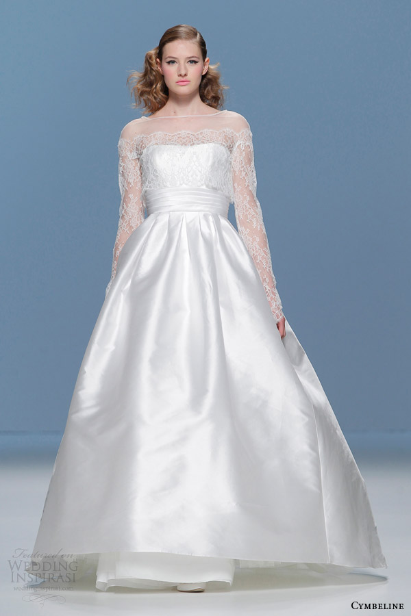 cymbeline bridal 2015 illusion long sleeve ball gown wedding dress