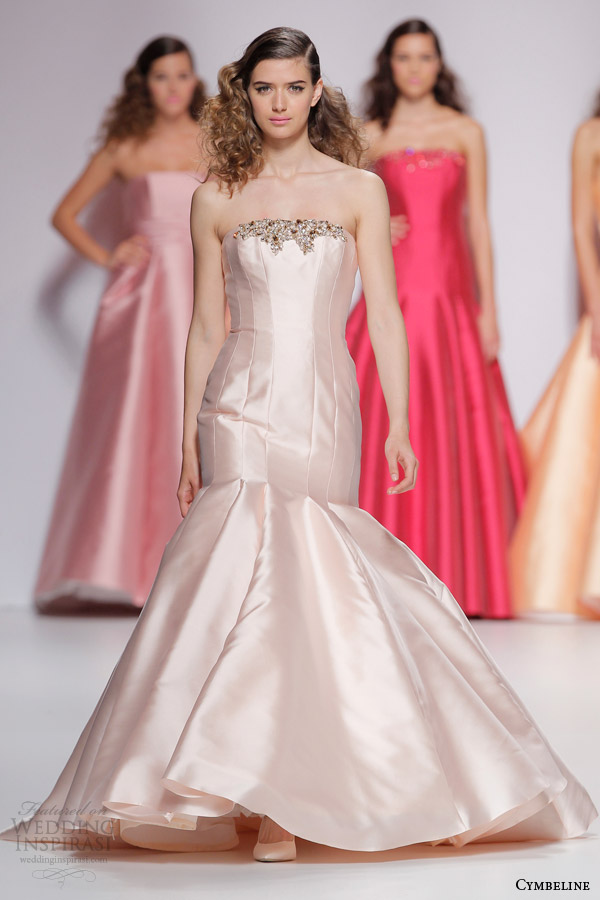 cymbeline bridal 2015 strapless champagne colored mermaid wedding dress