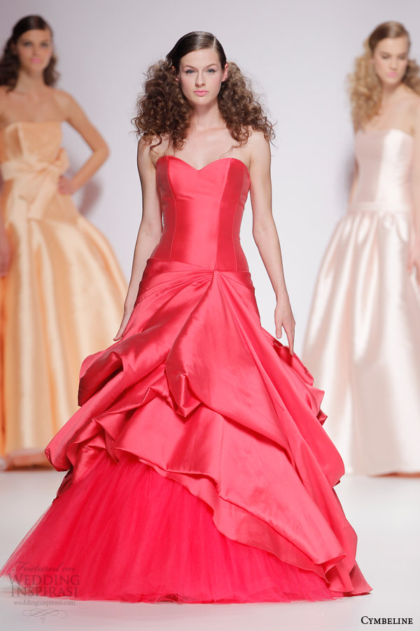 cymbeline bridal 2015 strapless raspberry color wedding dress