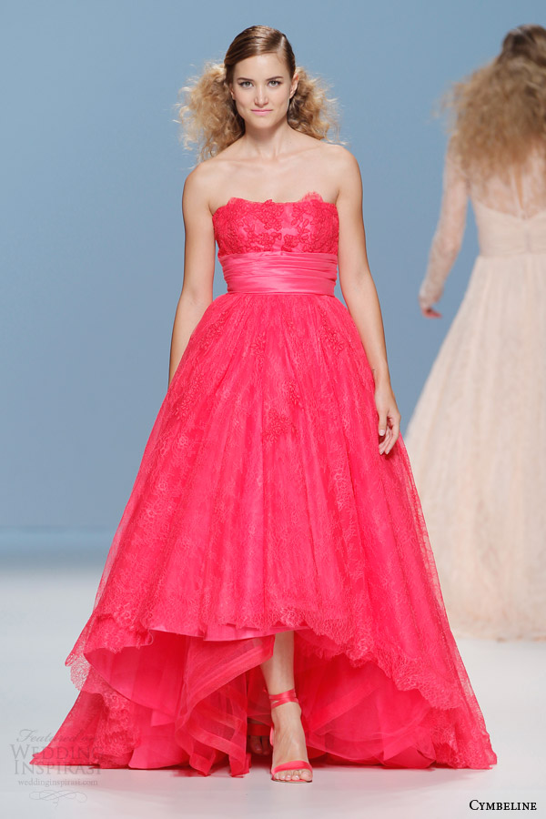 cymbeline bridal 2015 strapless raspberry colored wedding dress