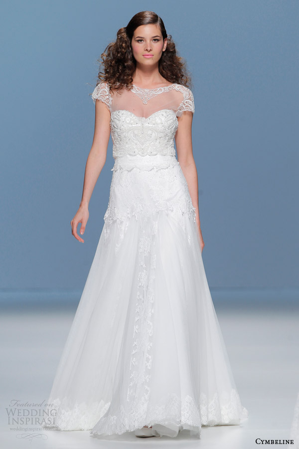 cymbeline wedding dresses 2015 beaded illusion short sleeve gown