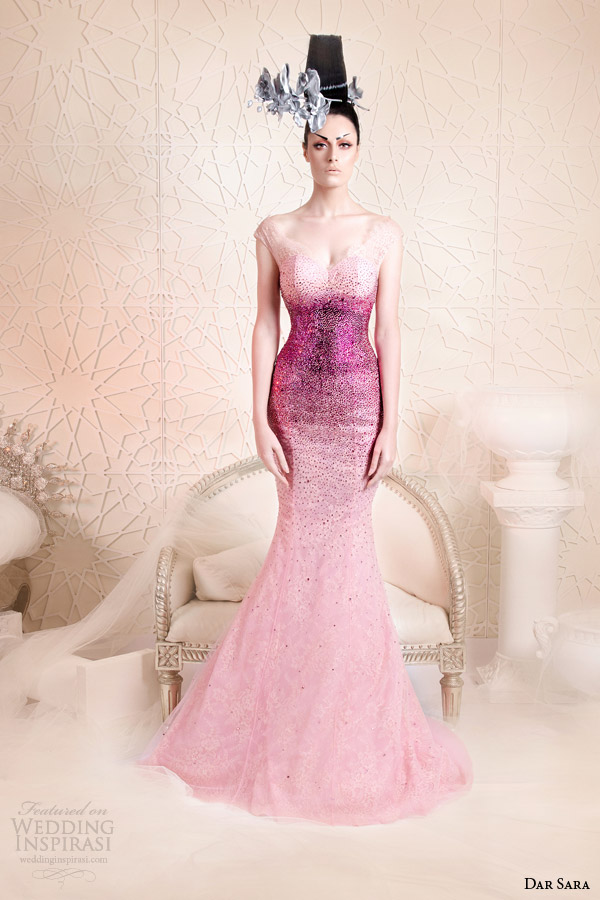 dar sara 2014 couture degrade ombre purple pink dress