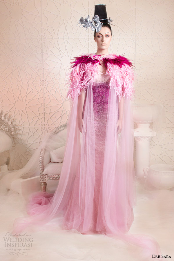 dar sara 2014 couture pink dress floor length jacket