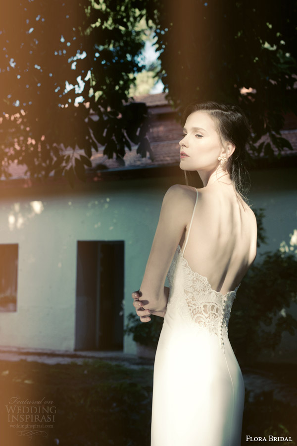 flora 2014 bridal collection sophia sheath wedding dress with straps back view