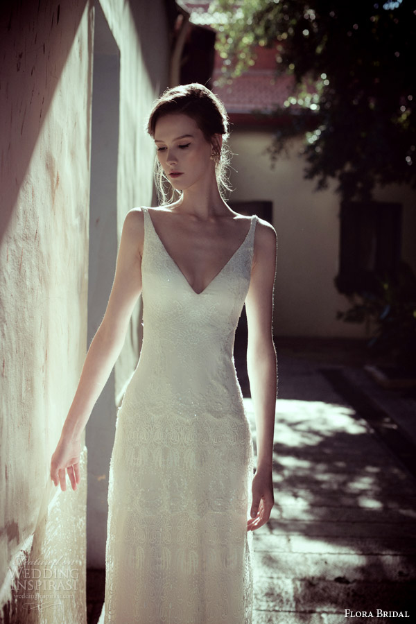 flora bridal 2014 amelia v neck wedding dress with straps