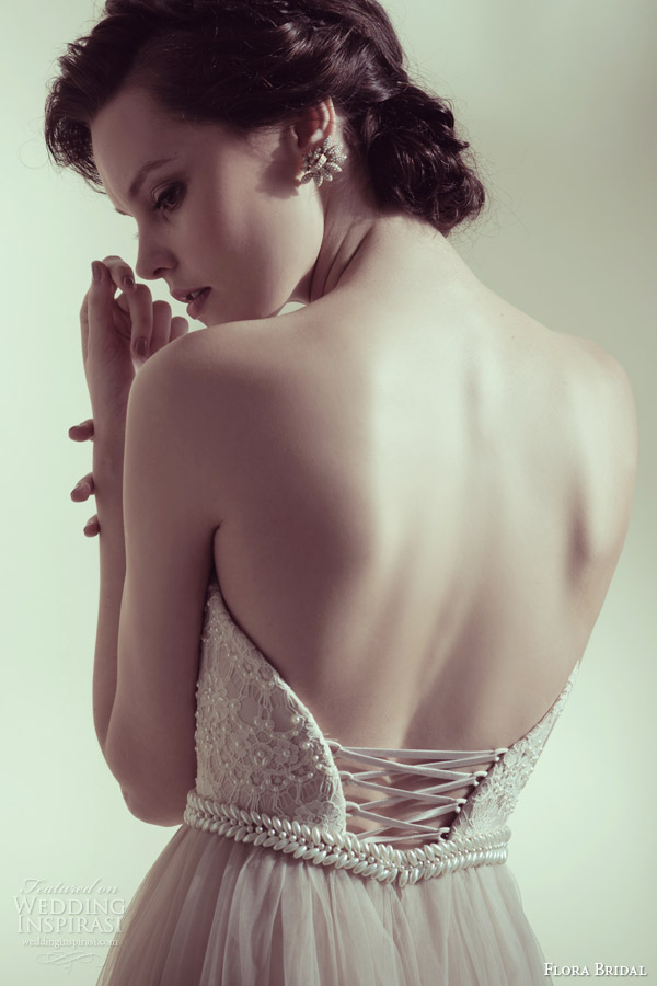 flora bridal 2014 catherine strapless beaded bodice wedding dress lacing back