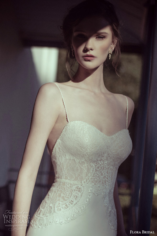 flora bridal 2014 eve wedding dress with straps exquisite bodice
