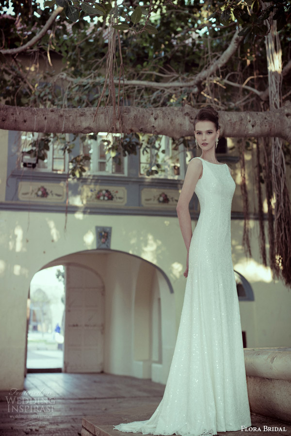 flora bridal 2014 helena sleeveless sheath wedding dress