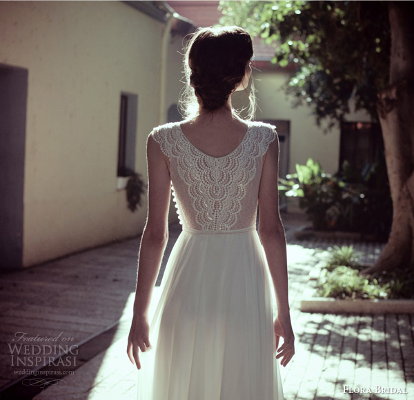 flora bridal 2014 madeline sleeveless beaded bodice wedding dress back view