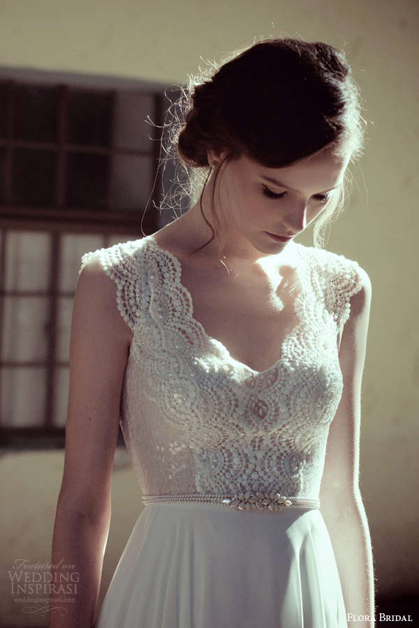 flora bridal 2014 madeline sleeveless beaded bodice wedding dress