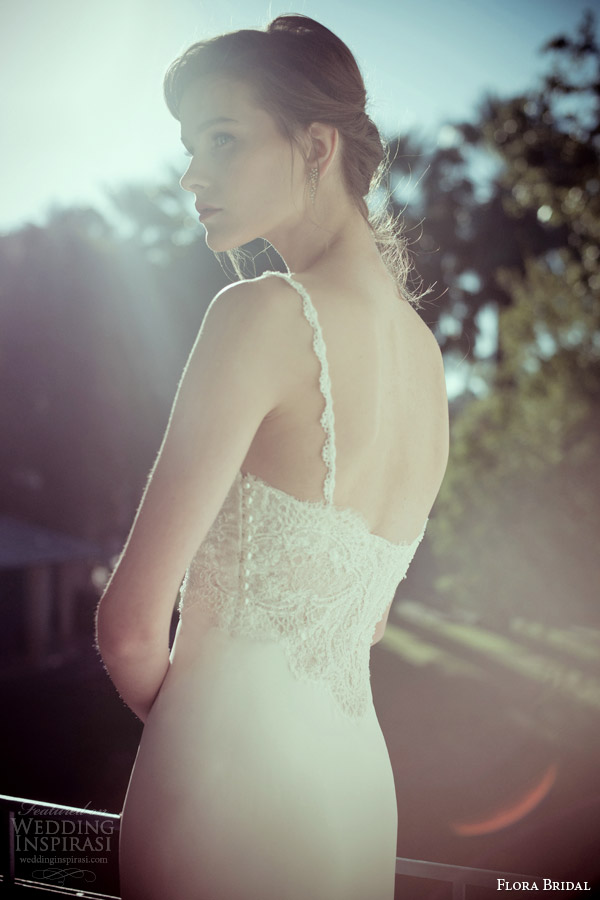 flora bridal 2014 magda sleeveless lace bodice wedding dress back view