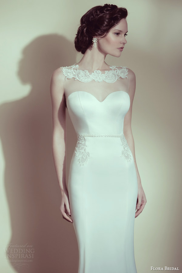 flora bridal 2014 monique sleeveless illusion wedding dress