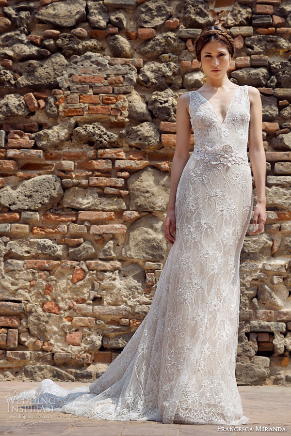 francesca miranda bridal fall 2014 constantina sleeveless v neck wedding dress