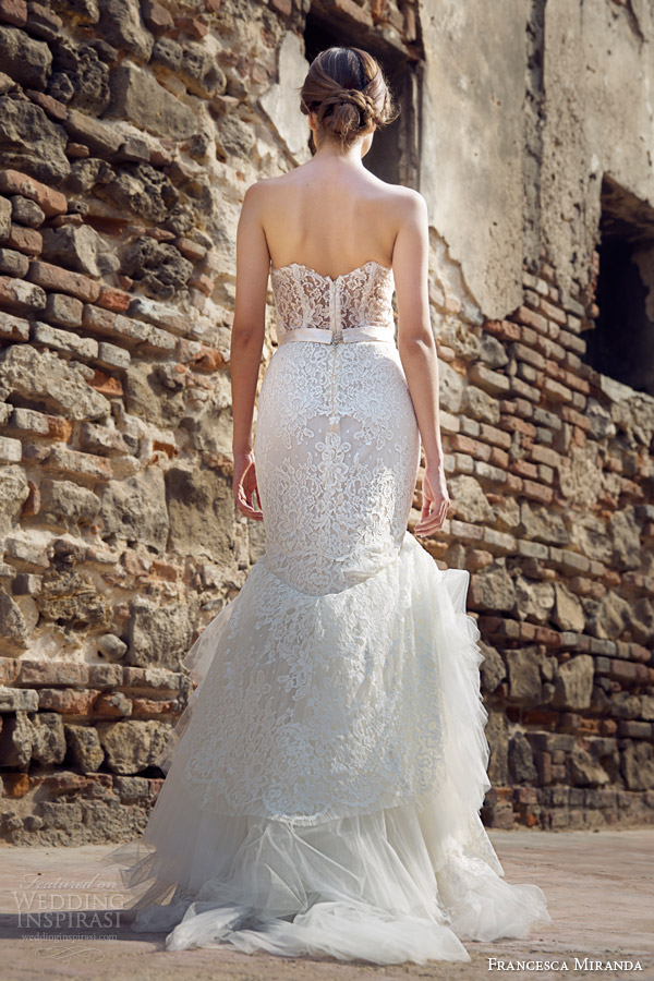 francesca miranda bridal fall 2014 jolie strapless mermaid wedding dress back view