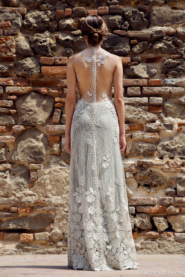 francesca miranda bridal fall 2014 lauren sleeveless sheath wedding dress illusion back view