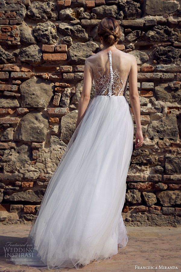 francesca miranda bridal fall 2014 roxanne wedding dress illusion neckline back view