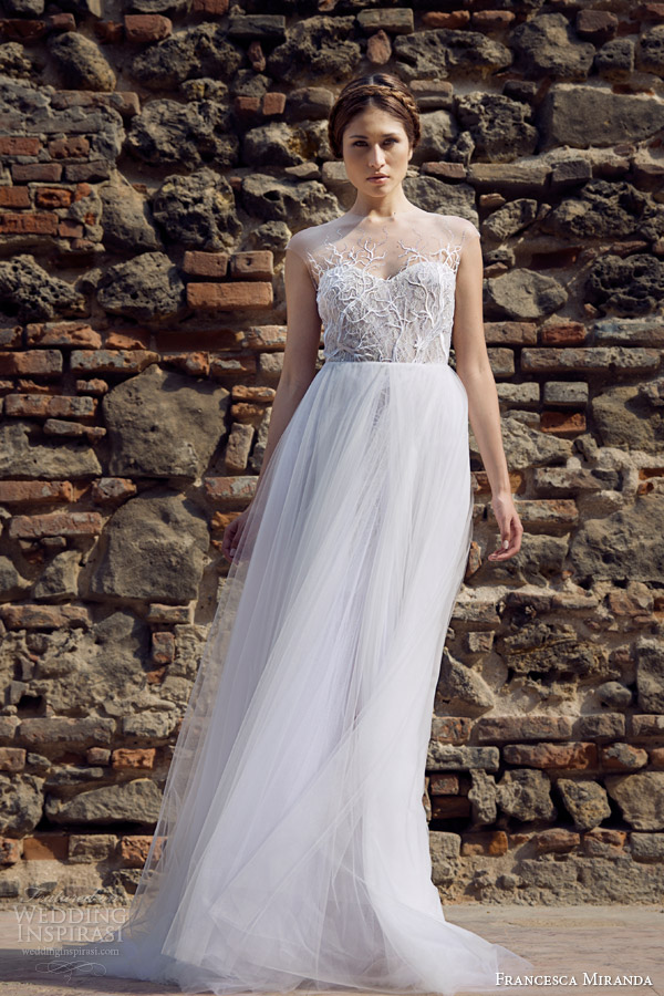 francesca miranda bridal fall 2014 roxanne wedding dress illusion neckline