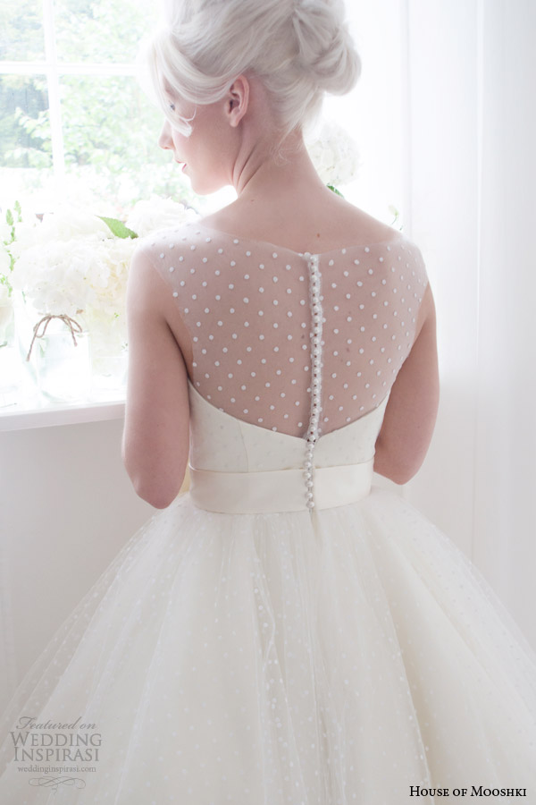 house of mooshki bridal spring 2015 daisy short wedding dress sleeveless illusion back detail
