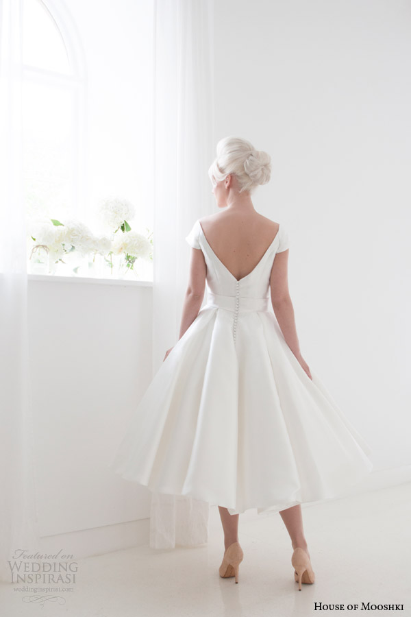 house of mooshki spring 2015 maggie short tea length wedding dress cap sleeves v back