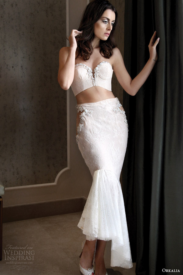 orkalia couture fall 2014 bridal separates bustier top mermaid skirt