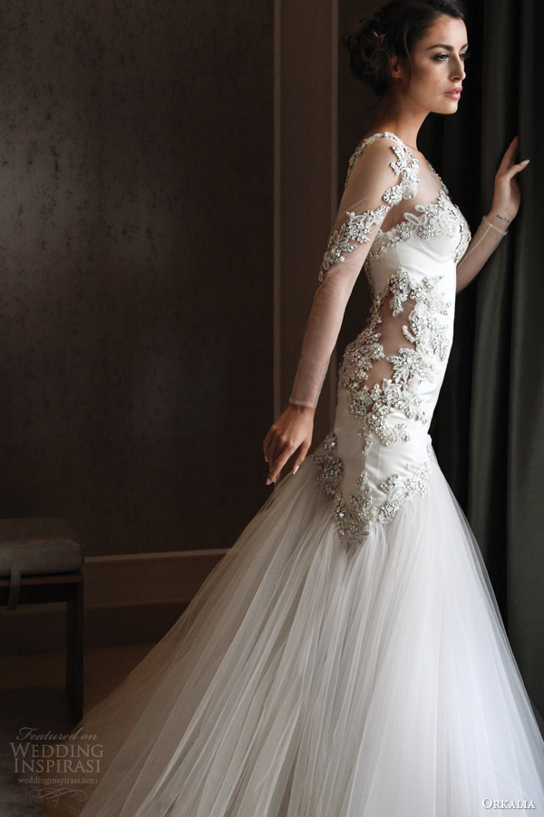 orkalia fall 2014 couture long sleeve wedding dress