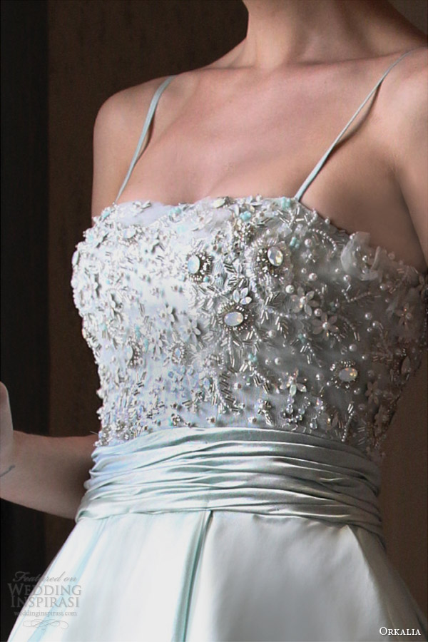 orkalia fall 2014 couture wedding dress with straps embellished bodice detail