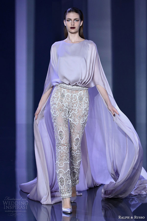ralph russo fall winter haute couture 2014 2015 look 12 embellished pant trousers ethereal cape top ralph russo fall winter haute couture 2014 2015 look 12 embellished pant trousers ethereal cape top
