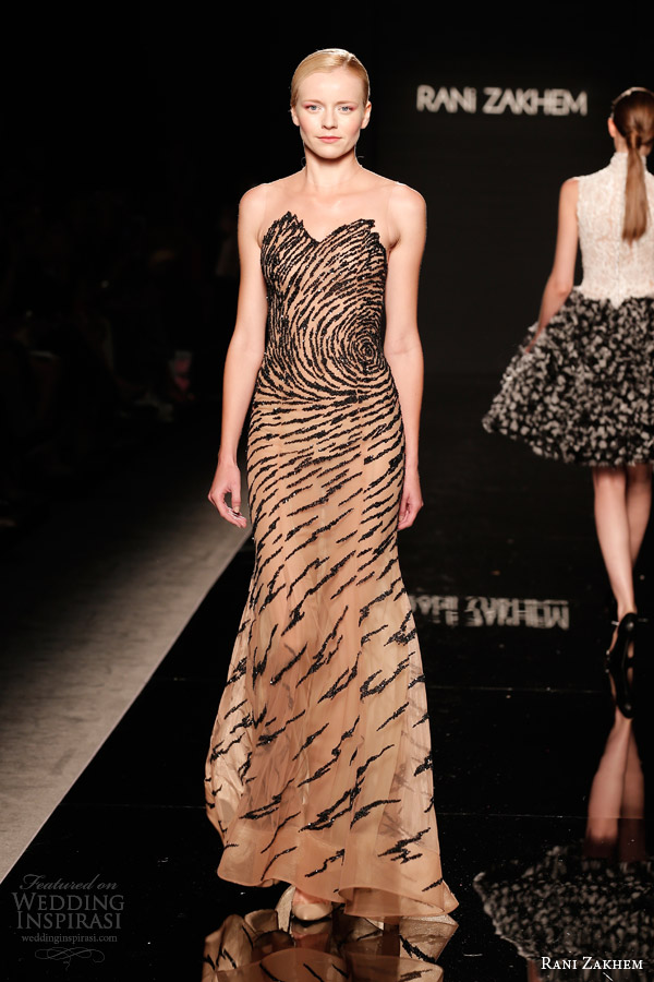 rani zakhem couture fall 2014 look 11 strapless sheath dress