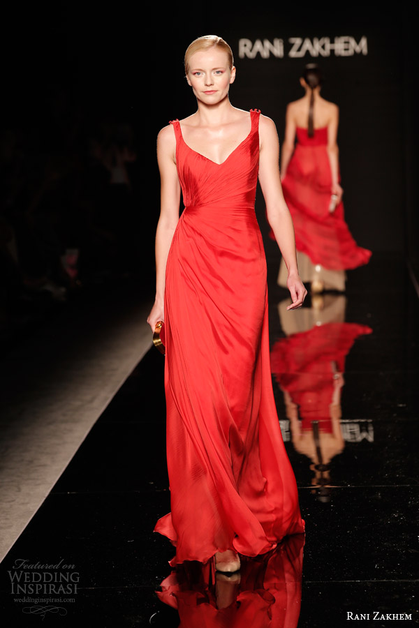 rani zakhem couture fall 2014 look 19 sleeveless red gown straps