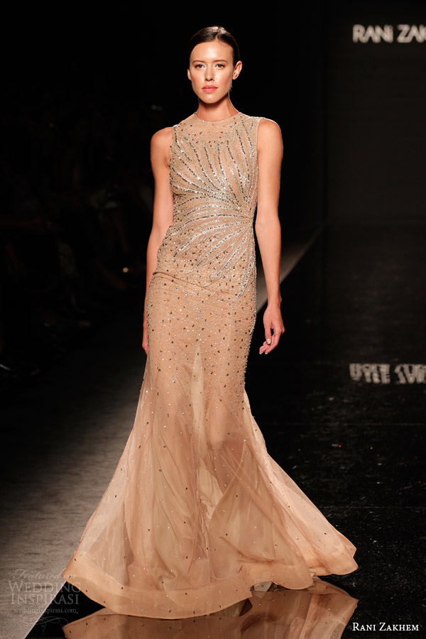 rani zakhem couture fall 2014 look 25 sleeveless embellished gown with high neckline