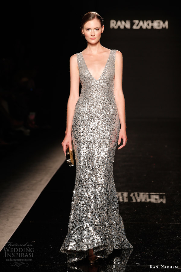 rani zakhem couture fall 2014 look 27 sleeveless silver sequin dress